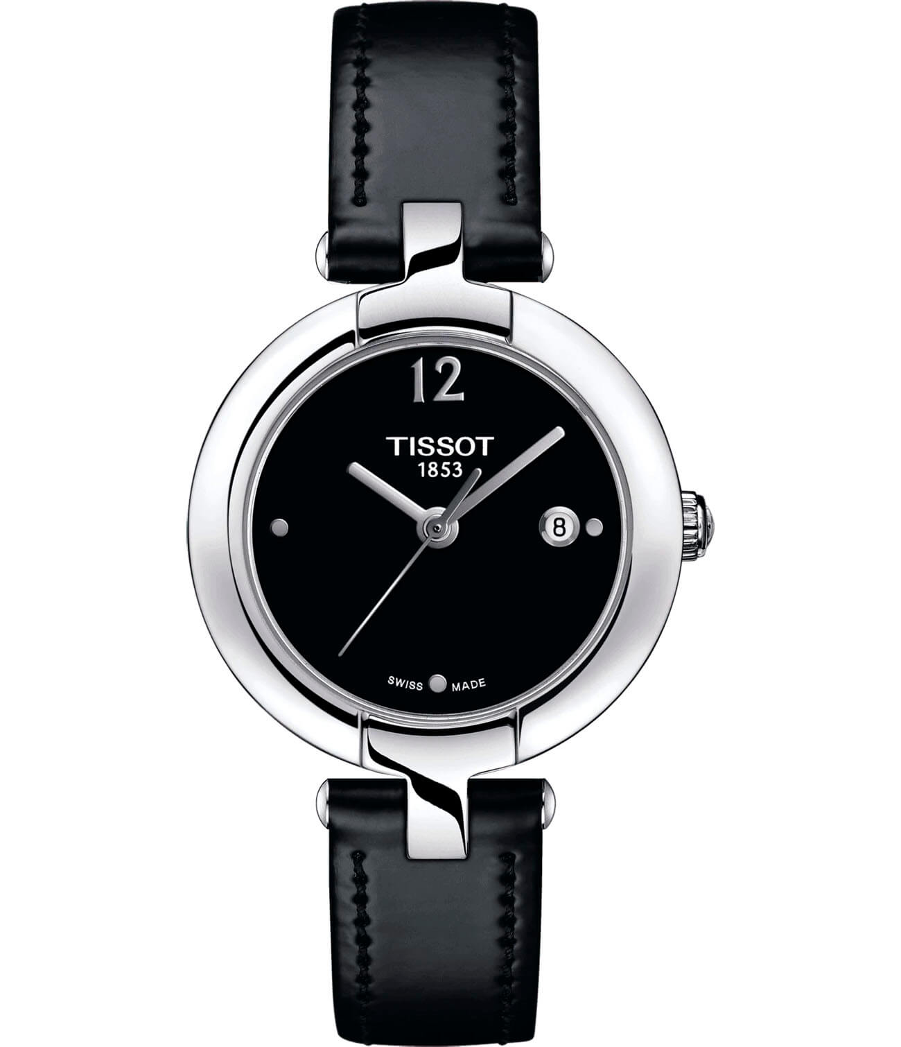 Tissot Tissot Pinky By T084.210.16.057.00  T0842101605700 кварцевые женские часы черный циферблат, браслет кожаный — вид спереди