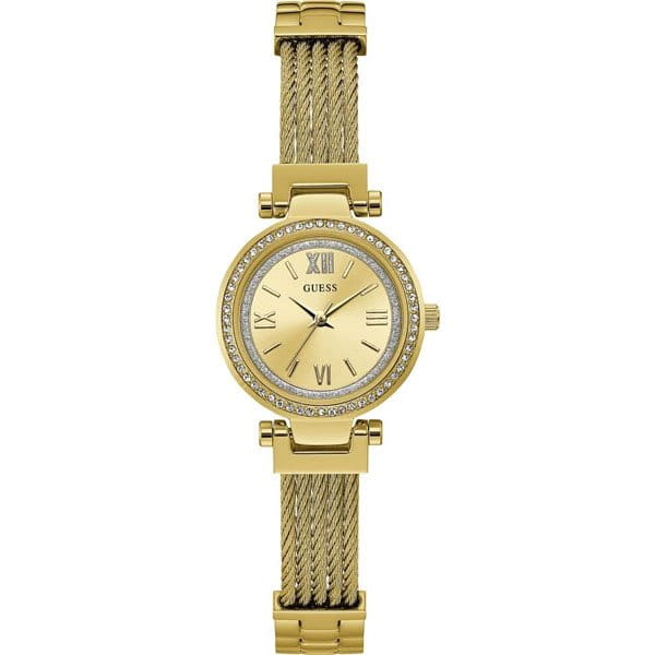 Guess GUESS W1009L2  W1009L2 кварцевые женские часы золотой циферблат, браслет  — вид спереди