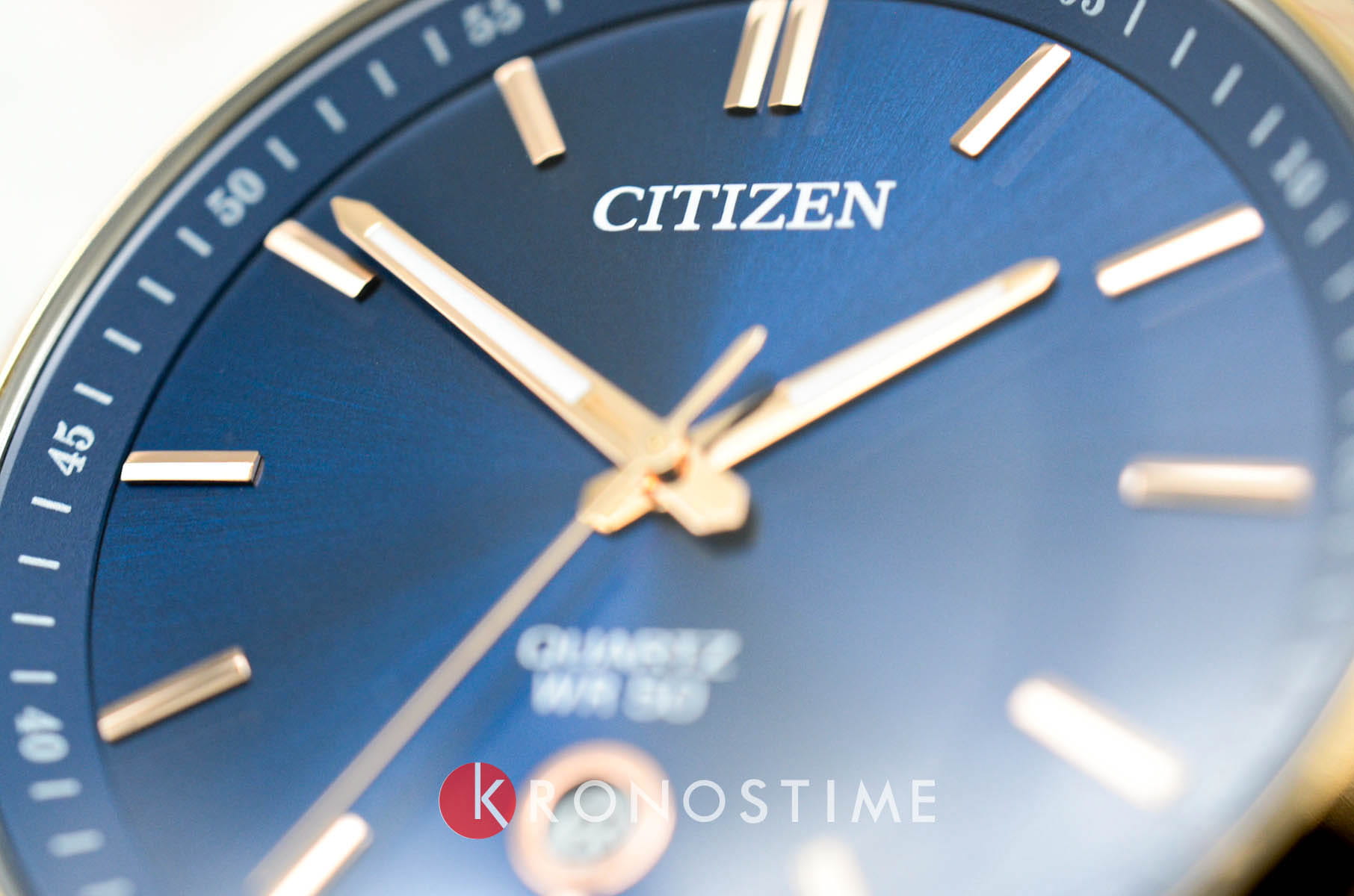 Citizen Citizen Basic BI5096-53L кварцевые мужские часы часы крупный план синий циферблата