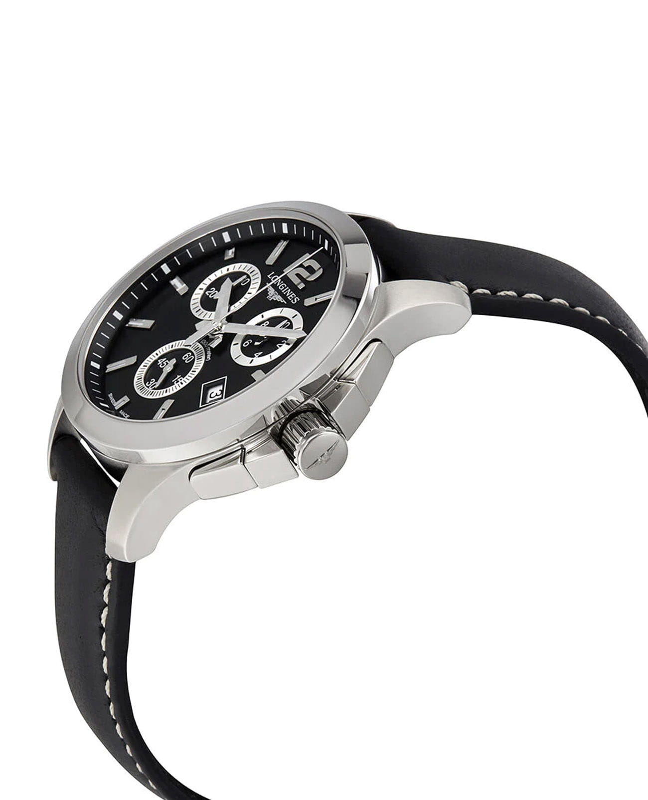 Longines Longines Conquest L3.379.4.56.3, conquest швейцария мужские часы на браслете кожаный боковой вид