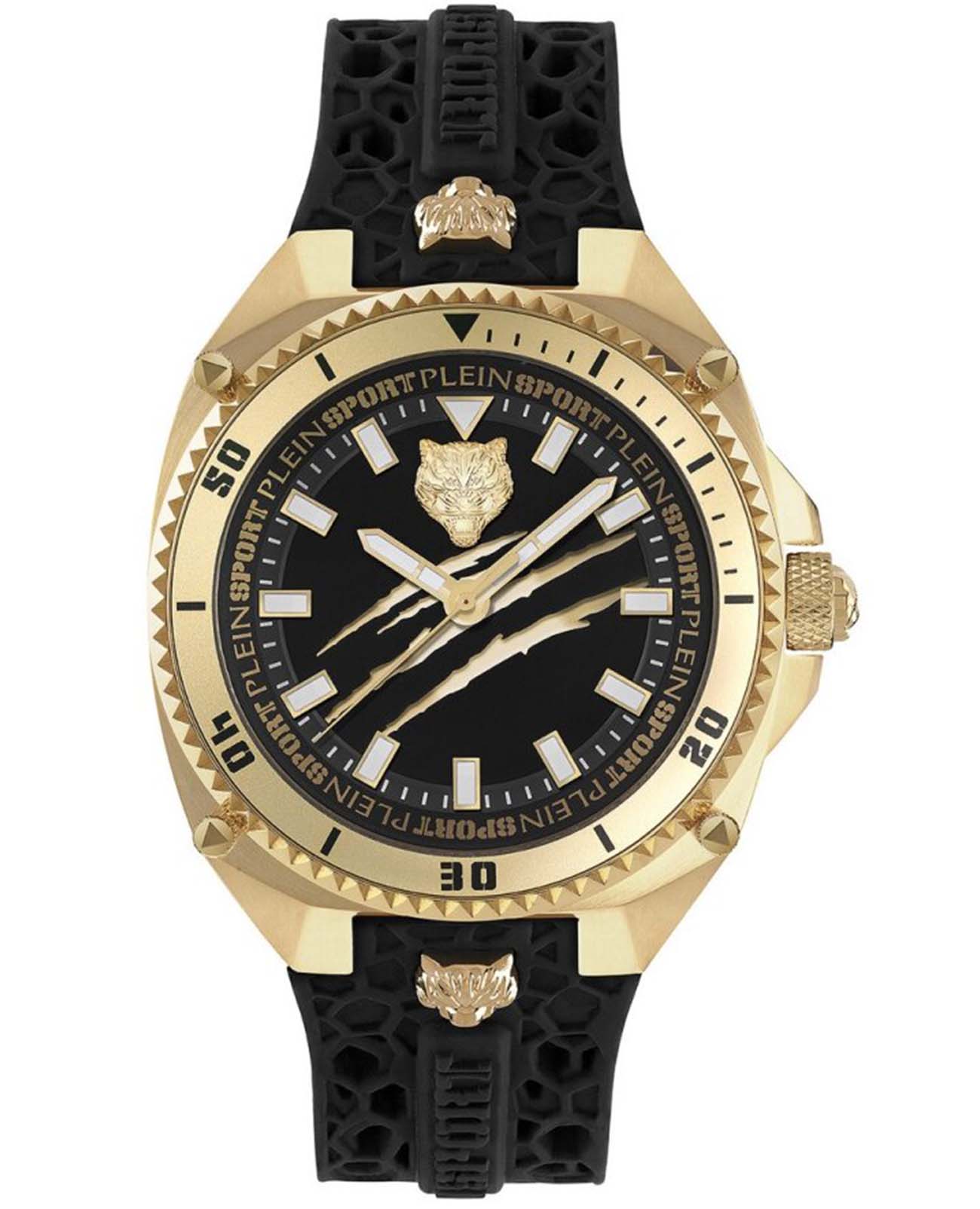 Plein Sport Plein Sport PS8BA0324  PS8BA0324 кварцевые мужские часы черный циферблат, браслет силикон — вид спереди