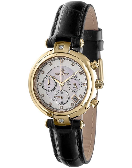 Полет Полет Майя FS20.676008  FS20.676008 кварцевые женские часы белый циферблат, браслет кожаный — вид спереди