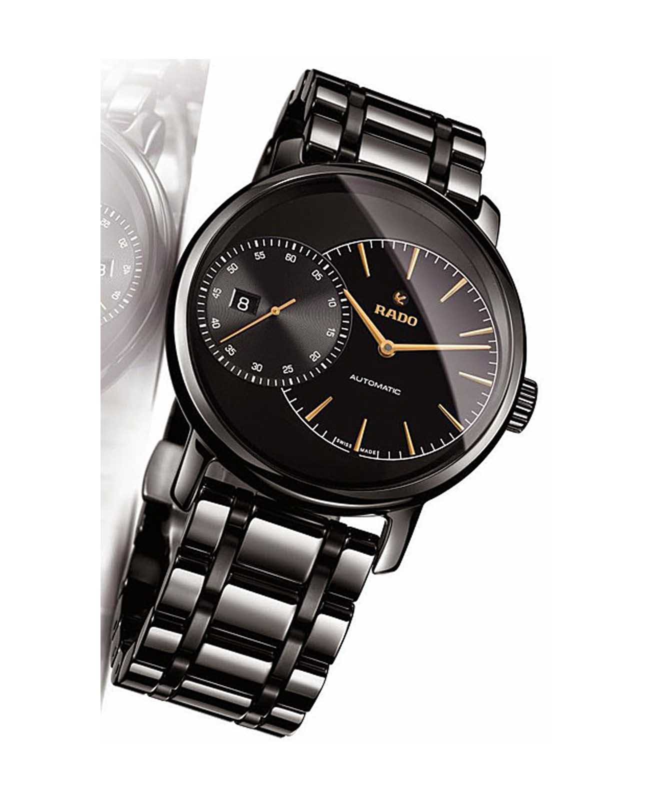Rado Rado Diamaster Automati Grande Seconde R14127152 механические мужские часы часы крупный план черный циферблата