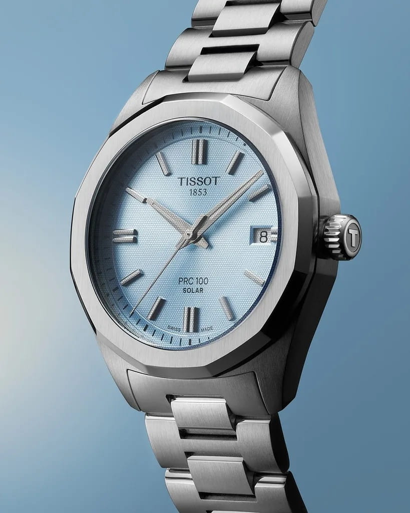 Tissot Tissot PRC 100 Solar Quartz 34mm T151.822.11.351.00 женские часы голубой циферблат на запястье