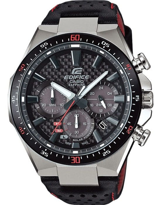 Casio Casio Edifice EFS-S520CBL-1A EFS EFS-S520CBL-1A автокварц (кинетик) мужские часы черный циферблат, браслет кожаный — вид спереди