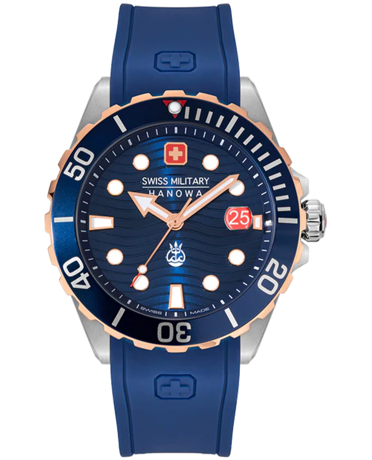 Swiss Military Hanowa Swiss Military Hanowa Offshore Diver II SMWGN2200361  SMWGN2200361 кварцевые мужские часы синий циферблат, браслет силикон — вид спереди