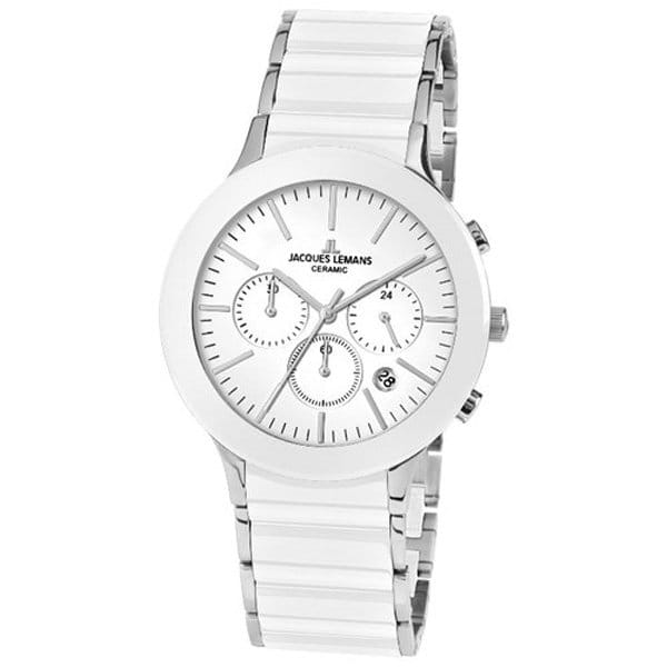 Jacques Lemans Jacques Lemans 1-1854B  1-1854B кварцевые мужские часы белый циферблат, браслет  — вид спереди