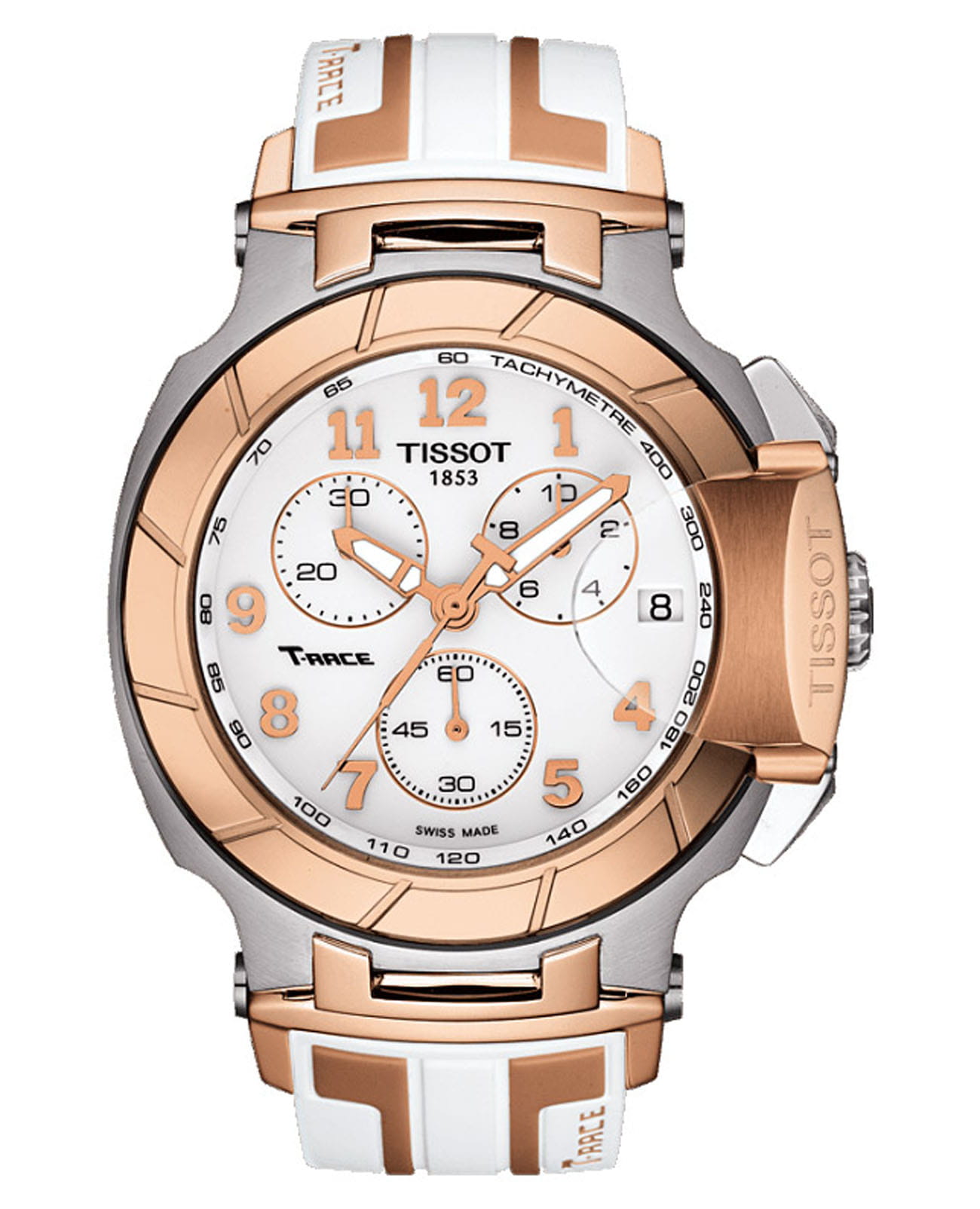 Tissot Tissot T-Sport T-Race Quartz Chronograph T048.417.27.012.00 T Race T0484172701200 кварцевые мужские часы белый циферблат, браслет карбон + полимер — вид спереди