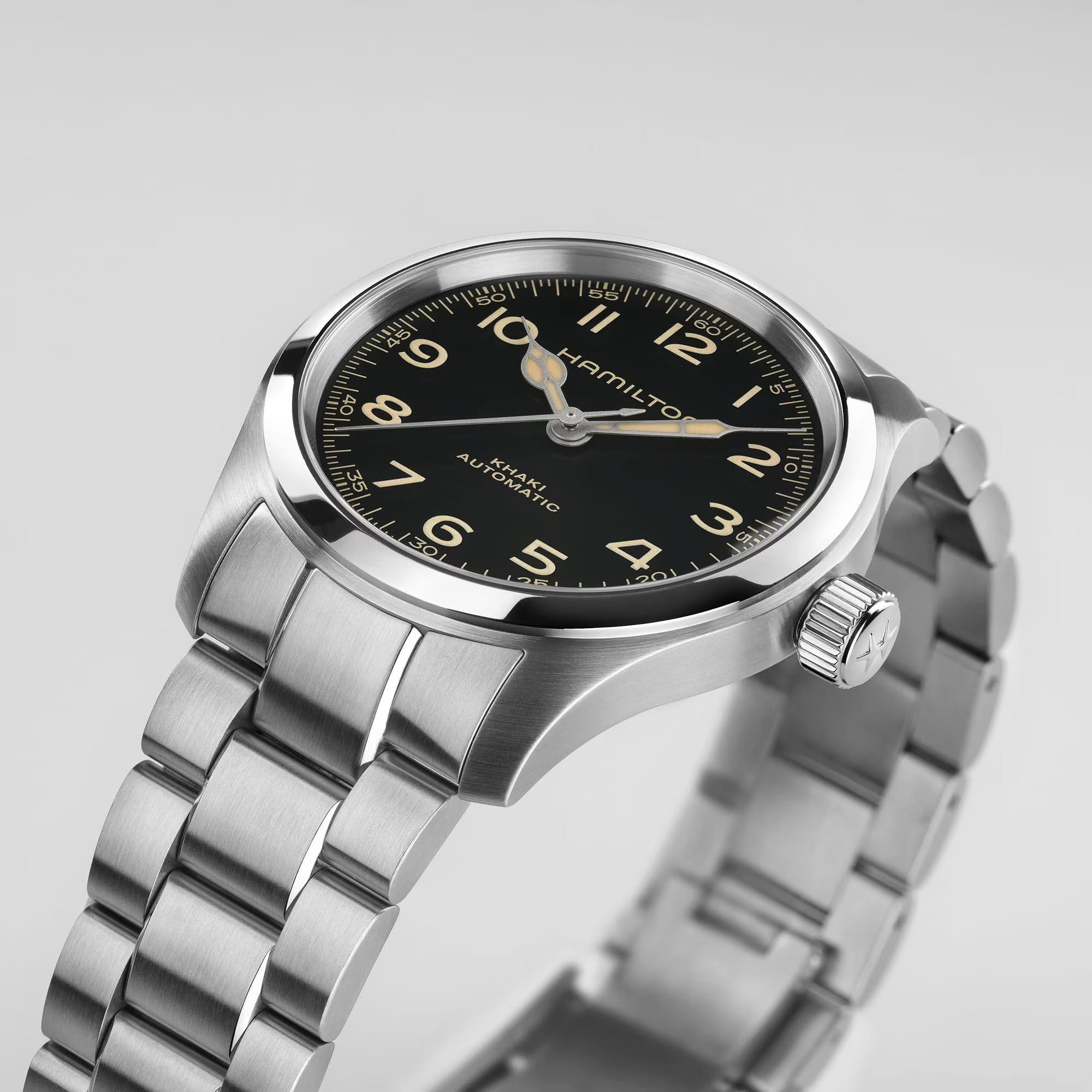 Hamilton Hamilton Khaki Field Murph H70405130,  швейцария мужские часы на браслете нержавеющая сталь боковой вид
