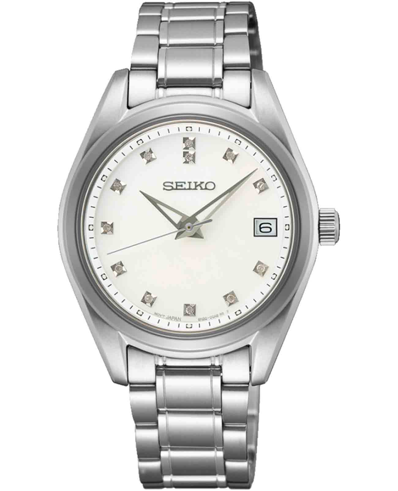 Seiko Seiko Diamond Collection SUR579P1  SUR579P1 кварцевые женские часы белый циферблат, браслет нержавеющая сталь — вид спереди