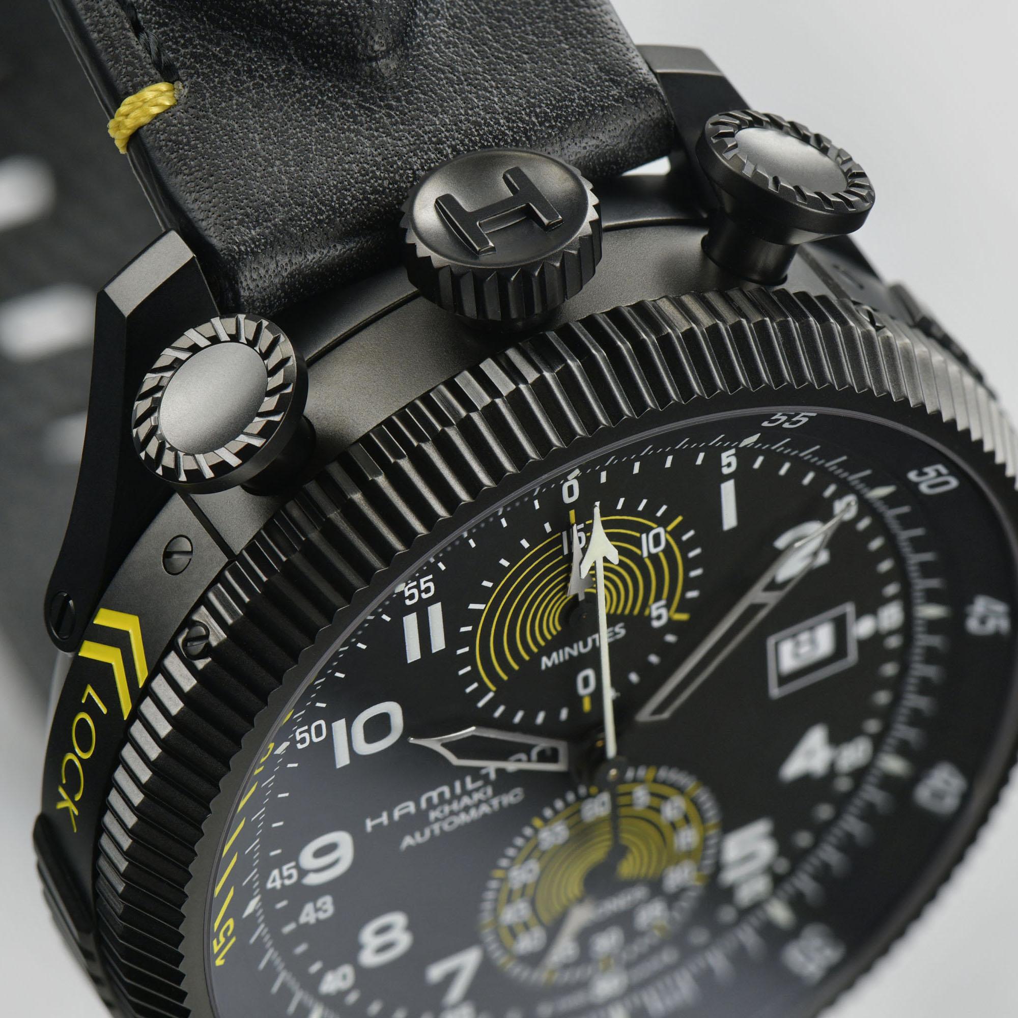 Hamilton Hamilton Khaki Aviation Takeoff Auto Chrono H76776733 мужские часы черный циферблат на запястье
