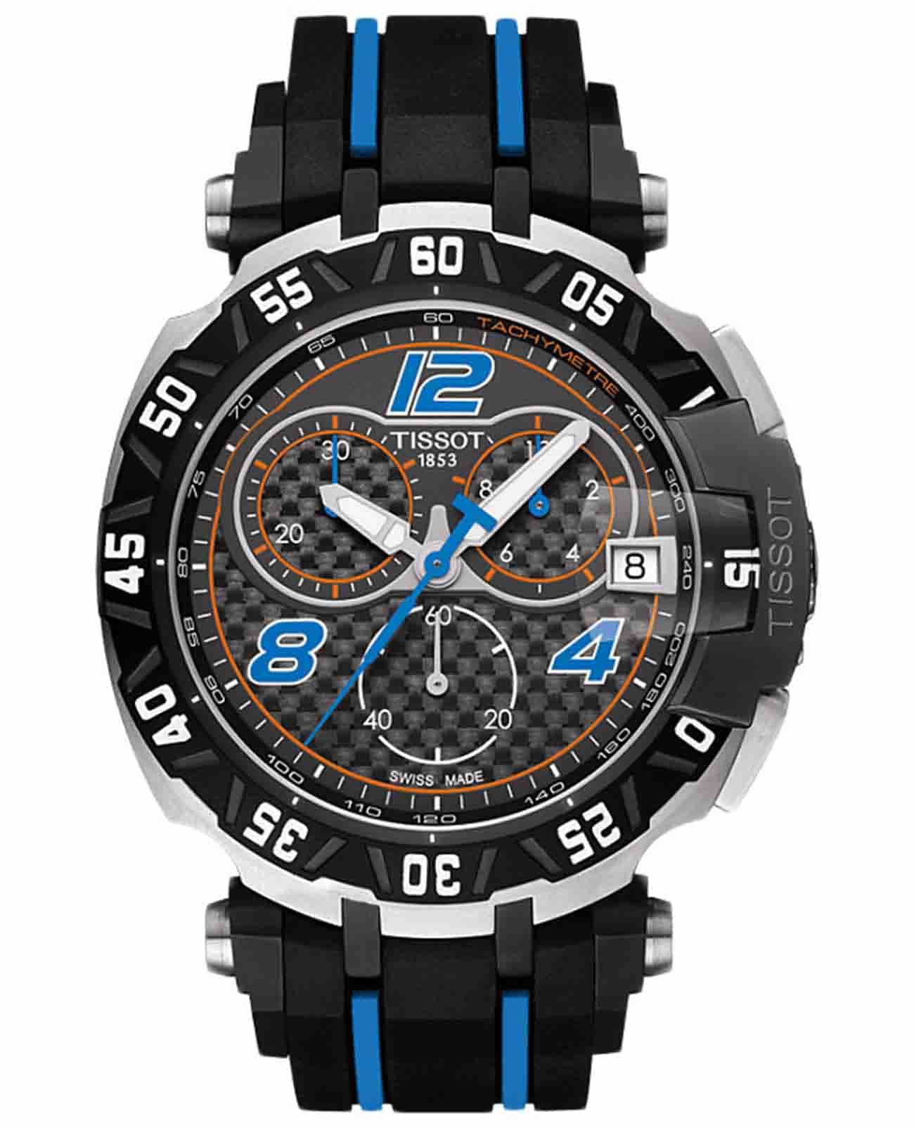 Tissot Tissot T-Sport -Race Quartz Chronograph Tito Rabat 2016 T092.417.27.207.01 T Race T0924172720701 кварцевые мужские часы черный циферблат, браслет каучук — вид спереди