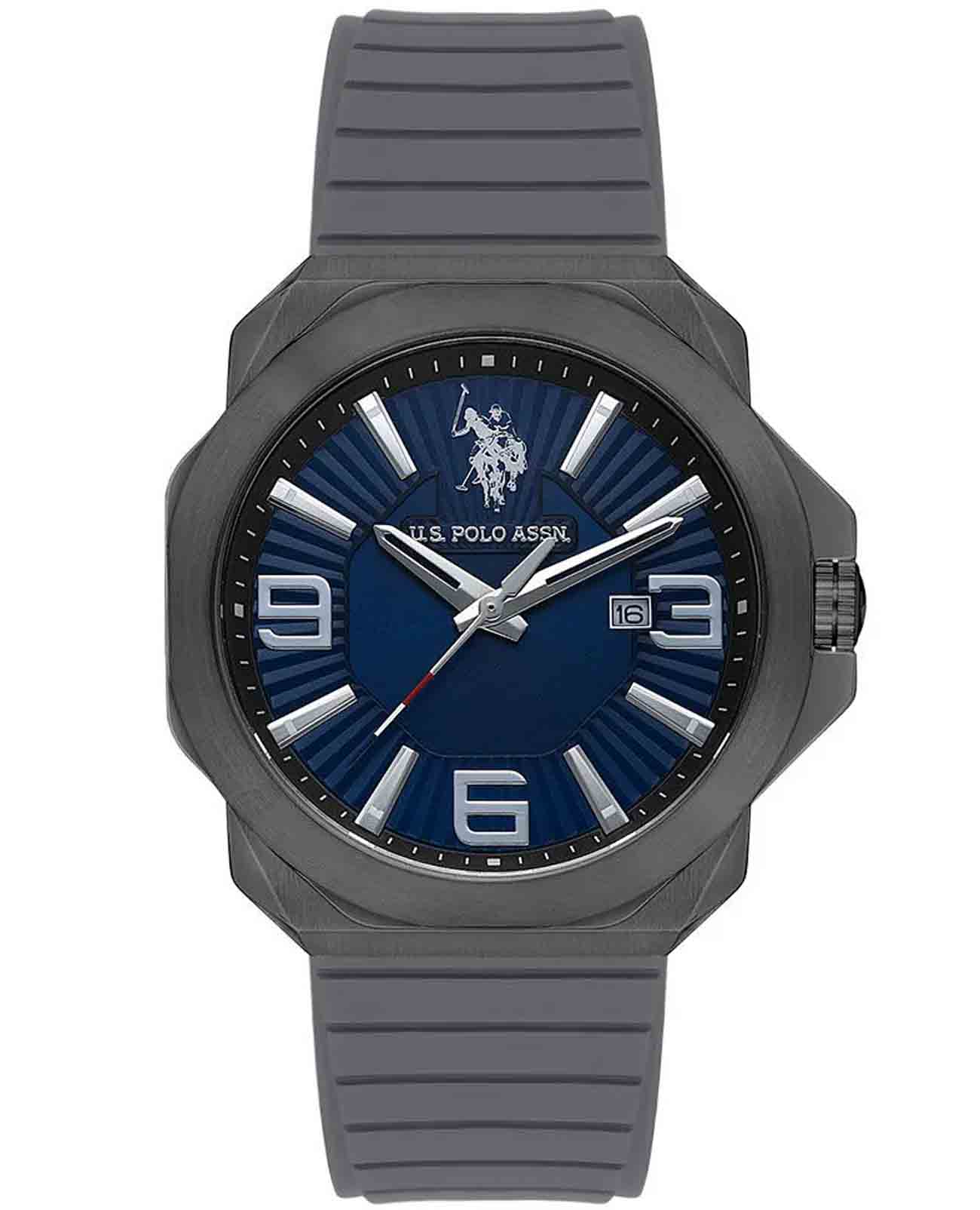 U.S. Polo Assn. U.S. Polo Assn. USPA1065-03  USPA1065-03 кварцевые мужские часы синий циферблат, браслет силикон — вид спереди