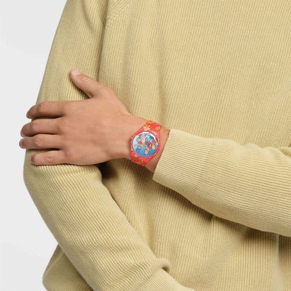 Swatch Swatch New Gent SUOZ361 кварцевые мужские часы часы крупный план цветной циферблата