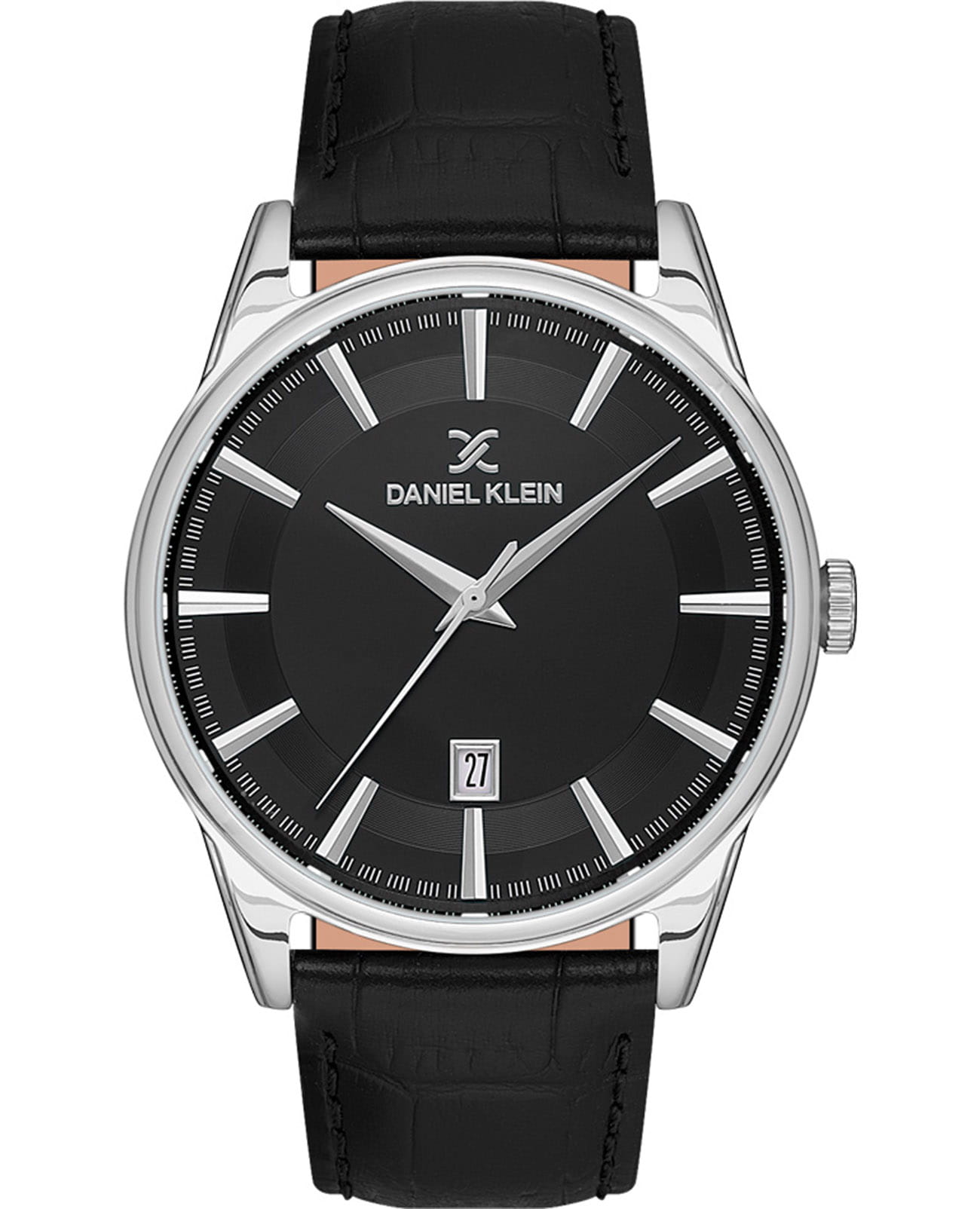 Daniel Klein Daniel Klein Premium DK.1.13669-2  DK.1.13669-2 кварцевые мужские часы черный циферблат, браслет кожаный — вид спереди