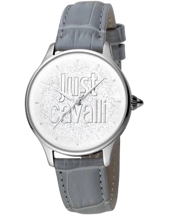 Just Cavalli Just Cavalli Logo JC1L032L0045  JC1L032L0045 кварцевые женские часы серебристый циферблат, браслет кожаный — вид спереди