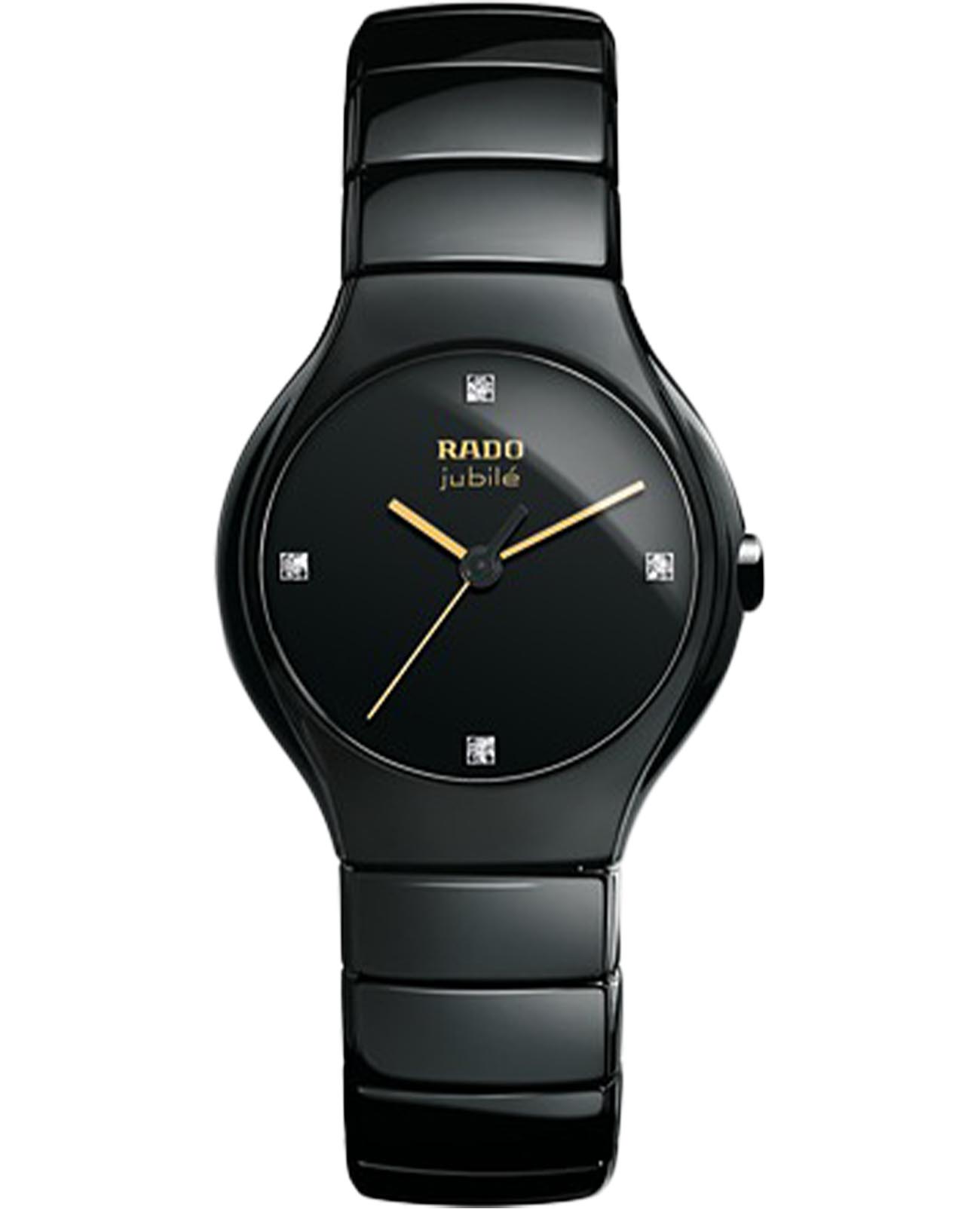 Rado Rado True R27655752  R27655752 кварцевые женские часы черный циферблат, браслет высокотехнологичная керамика — вид спереди