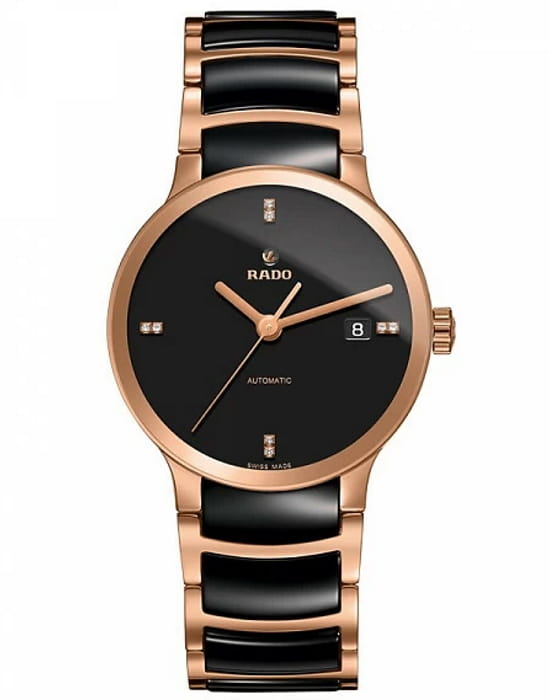 Rado Rado Centrix Automatic Diamonds R30036712 Automatic R30036712 механические мужские часы черный циферблат, браслет сталь + керамические вставки — вид спереди