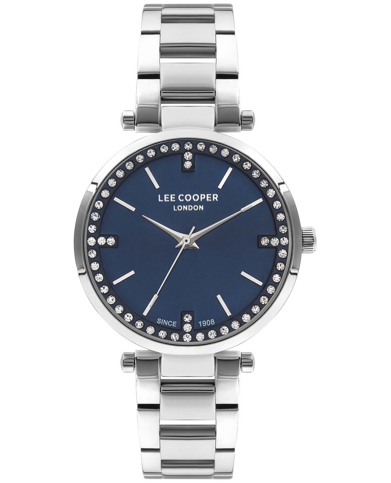 Lee Cooper Lee Cooper LC07591.390  LC07591.390 кварцевые женские часы синий циферблат, браслет нержавеющая сталь — вид спереди