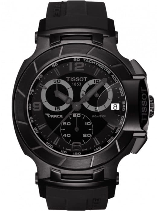 Tissot Tissot T-Sport T-Race Quartz Chronograph T048.417.37.057.00 T Race T0484173705700 кварцевые мужские часы черный циферблат, браслет карбон + полимер — вид спереди