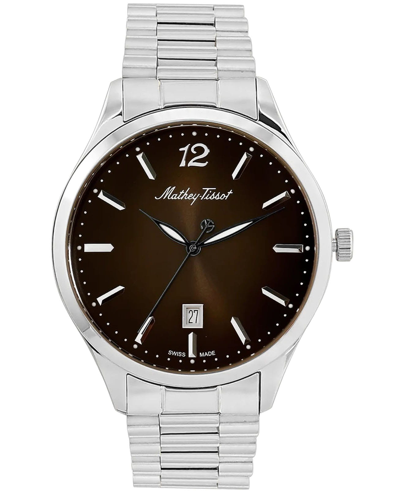 Mathey-Tissot Mathey-Tissot Urban H411MAN-1  H411MAN-1 кварцевые мужские часы коричневый циферблат, браслет нержавеющая сталь — вид спереди