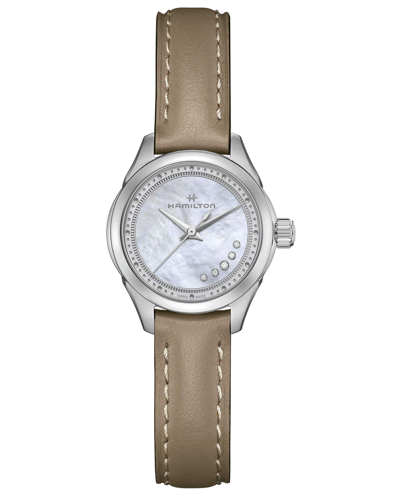 Hamilton Hamilton Jazzmaster Lady Quartz H32111890  H32111890 кварцевые женские часы перламутровый циферблат, браслет кожаный — вид спереди