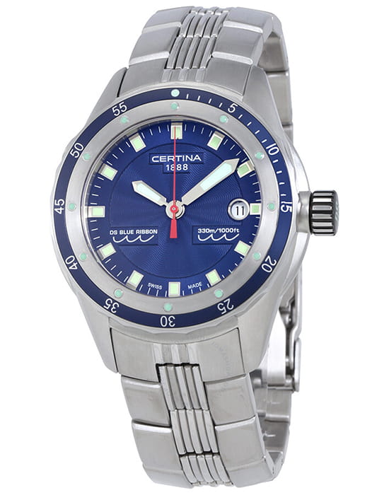 Certina Certina DS Podium C007.410.11.041.00  C0074101104100 кварцевые мужские часы синий циферблат, браслет нержавеющая сталь — вид спереди