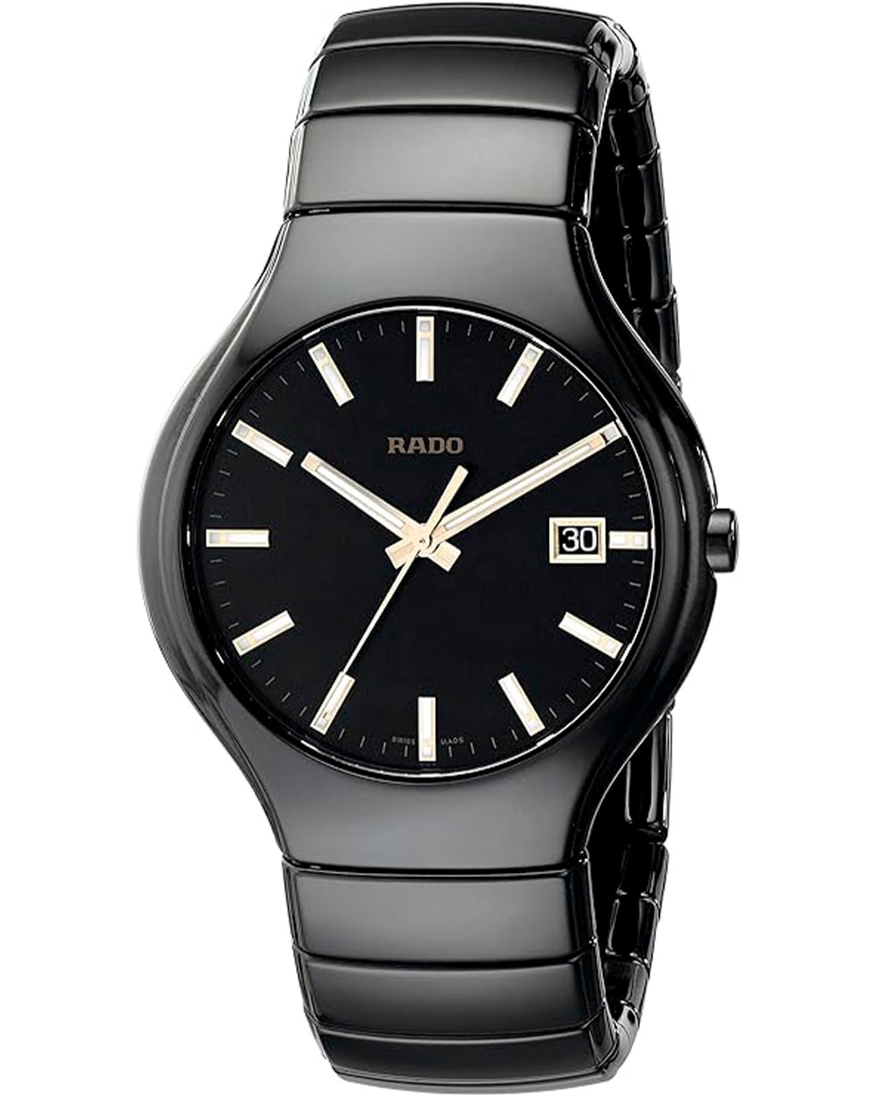 Rado Rado True R27653062  R27653062 кварцевые мужские часы черный циферблат, браслет высокотехнологичная плазменная керамика — вид спереди
