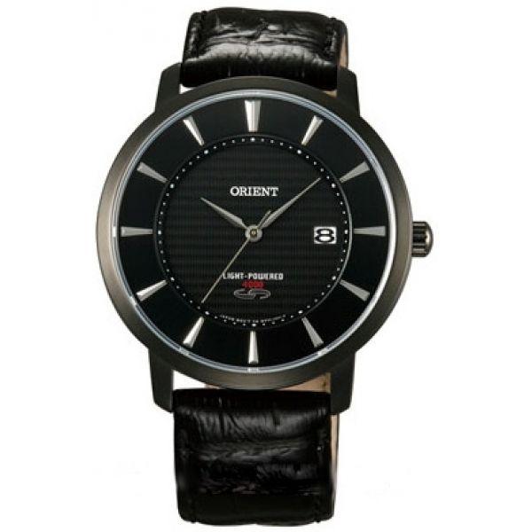 Orient Orient WF01005B (FWF01005B)  FWF01005B  мужские часы черный циферблат, браслет кожа + текстиль — вид спереди