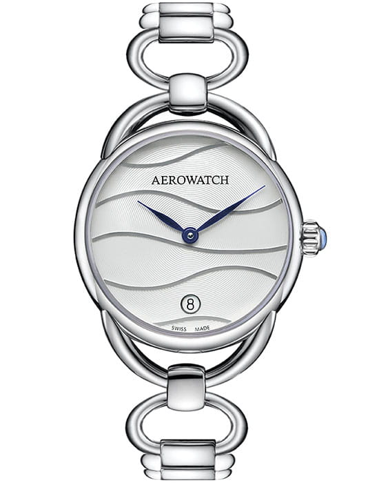Aerowatch Aerowatch 07977 AA03 M  07977 AA03 M кварцевые женские часы серебристый циферблат, браслет нержавеющая сталь — вид спереди