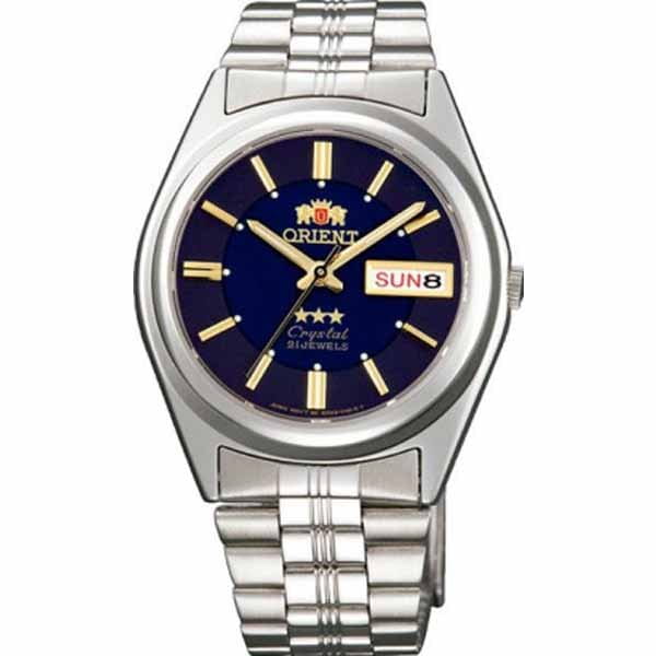 Orient Orient AB04002J (FAB04002J)  FAB04002J автокварц (кинетик) мужские часы синий циферблат, браслет нержавеющая сталь — вид спереди