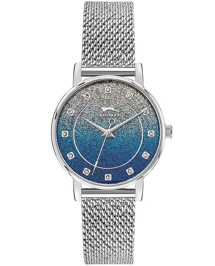 Slazenger Slazenger SL.09.2053.3.05  SL.09.2053.3.05 кварцевые женские часы синий циферблат, браслет суперметалл — вид спереди