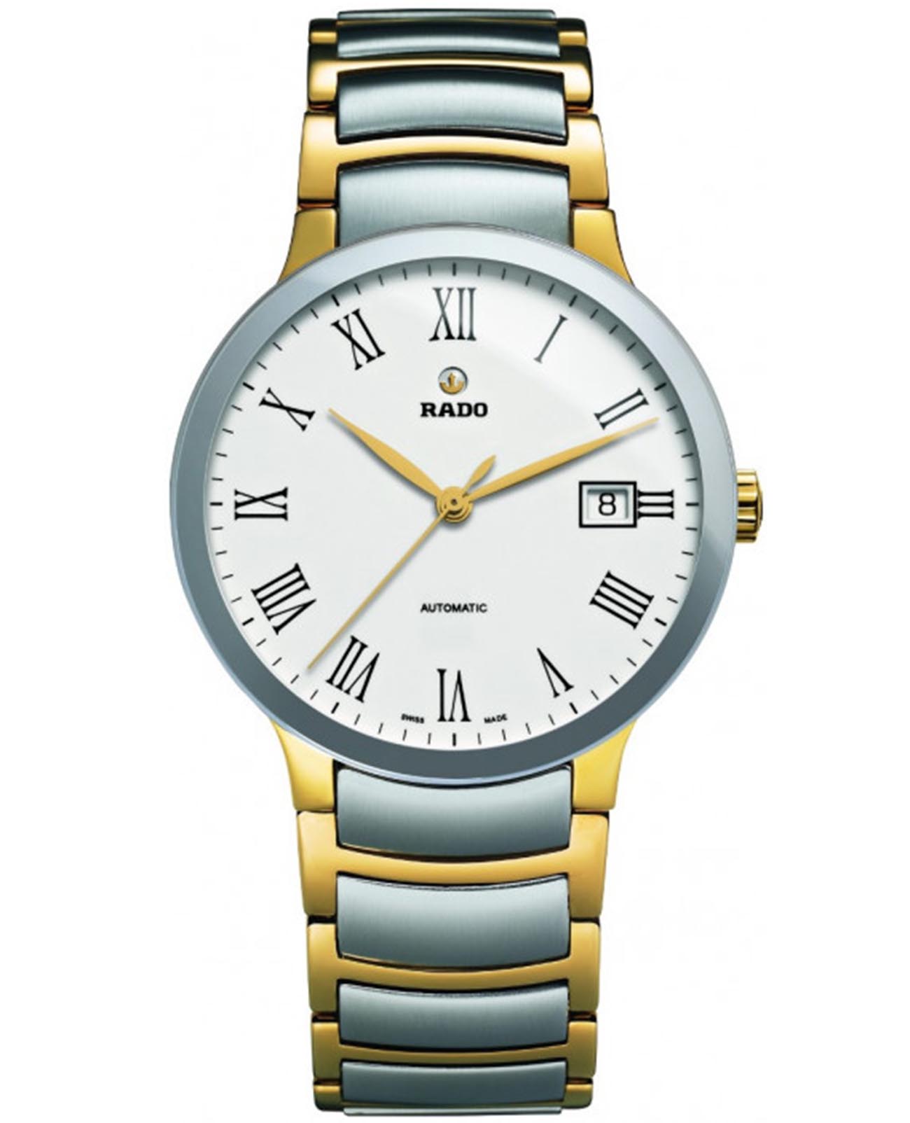 Rado Rado Centrix R30529013  R30529013 кварцевые женские часы белый циферблат, браслет сталь c pvd покрытием — вид спереди