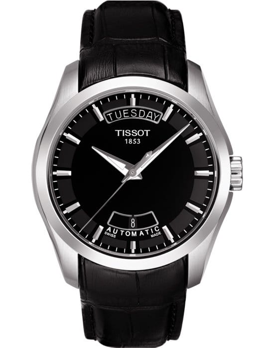 Tissot Tissot Couturier Automatic T035.407.16.051.00 Couturier T0354071605100 механические мужские часы черный циферблат, браслет кожаный — вид спереди