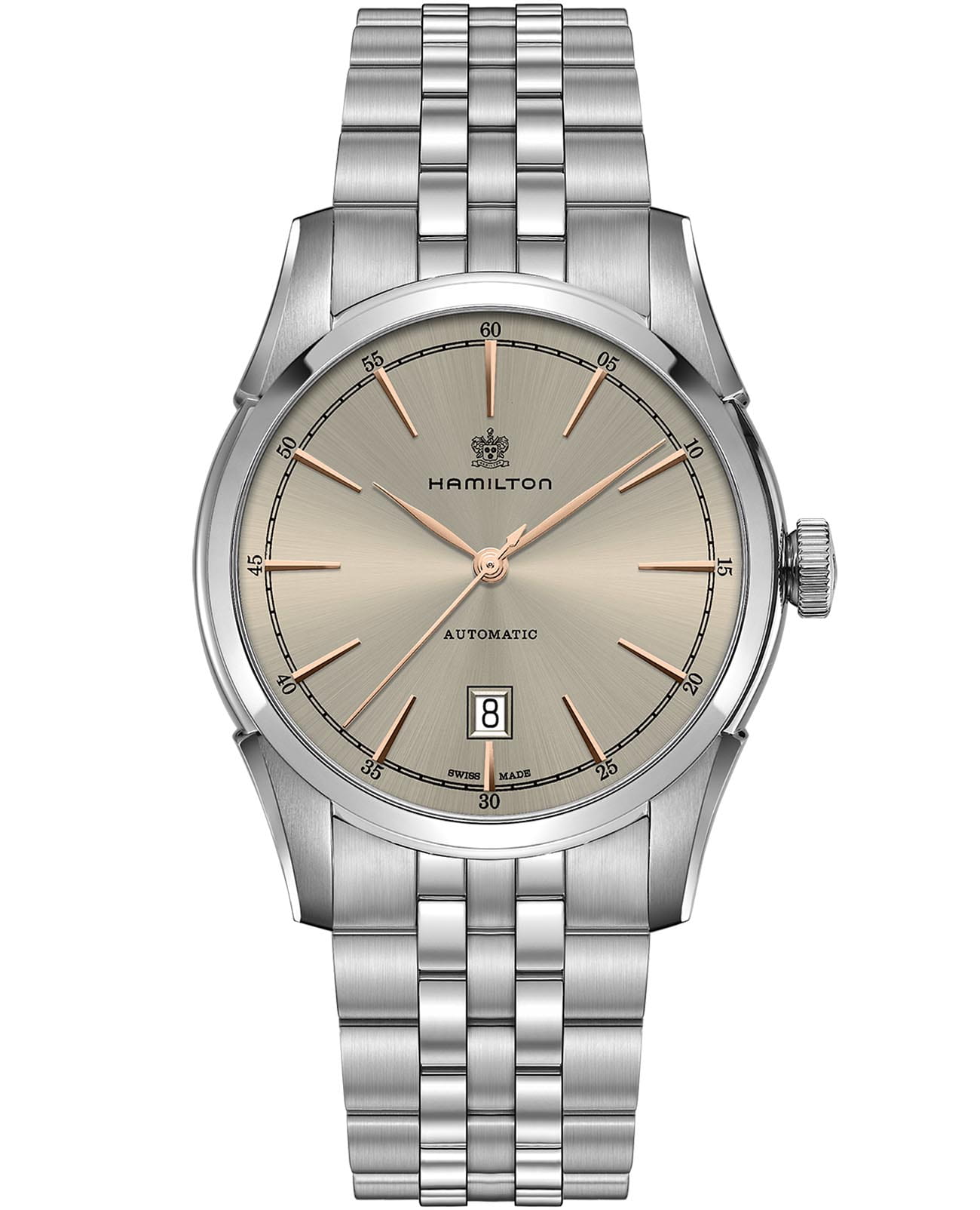 Hamilton Hamilton American Classic Spirit of Liberty Auto H42415102  H42415102 механические мужские часы бежевый циферблат, браслет нержавеющая сталь — вид спереди