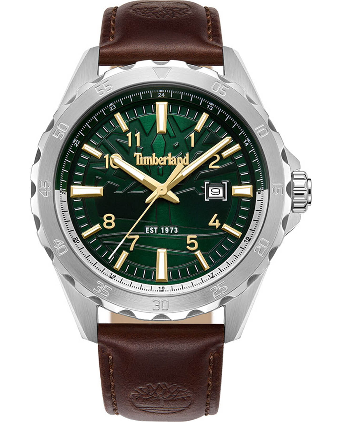 Timberland Timberland TDWGB0055801  TDWGB0055801 кварцевые мужские часы зеленый циферблат, браслет кожаный — вид спереди