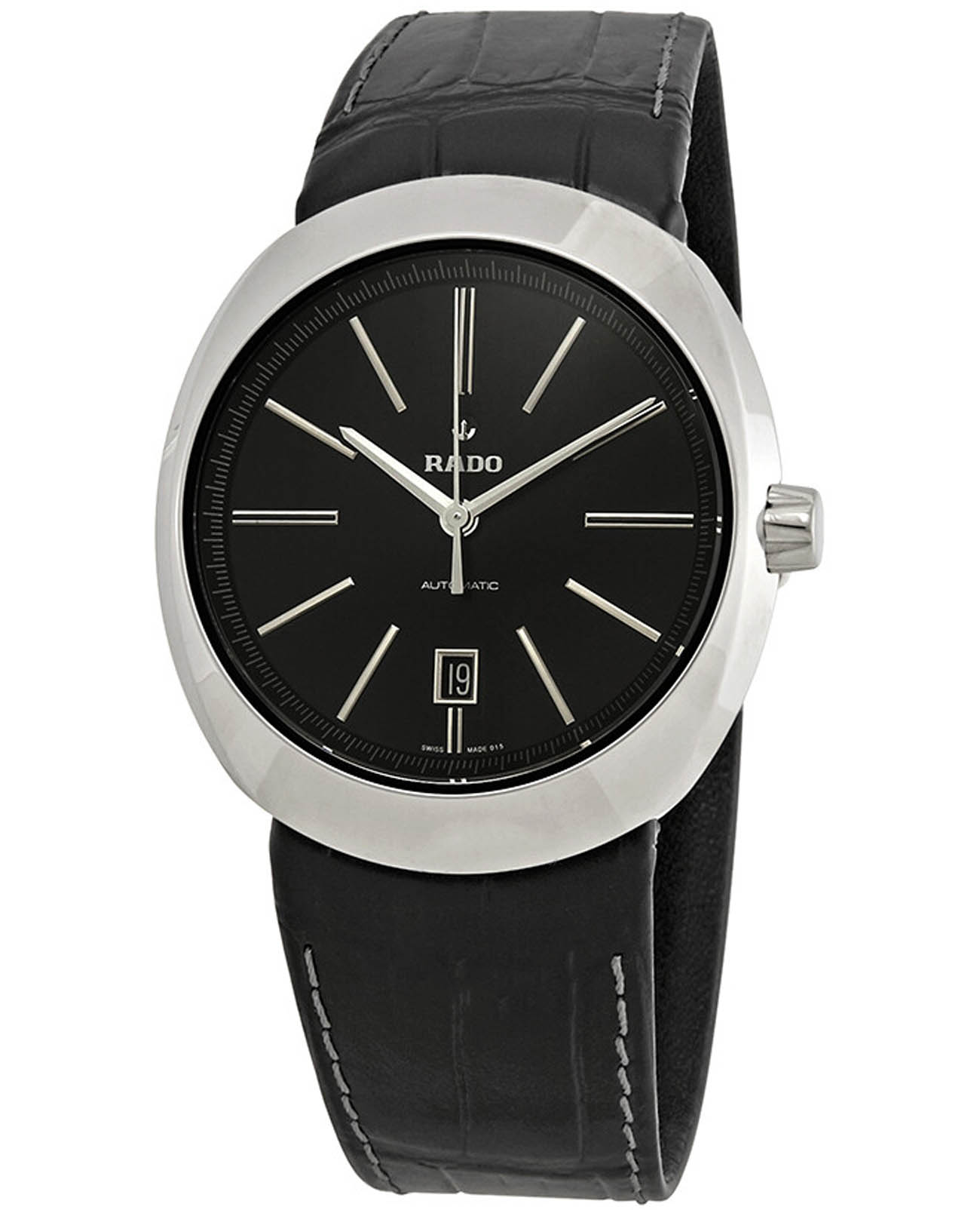 Rado Rado D-Star R15760155 Automatic R15760155 механические мужские часы черный циферблат, браслет кожаный — вид спереди