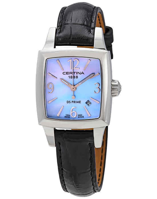 Certina Certina DS Prime C004.310.16.117.02  C0043101611702 кварцевые женские часы голубой циферблат, браслет кожаный — вид спереди