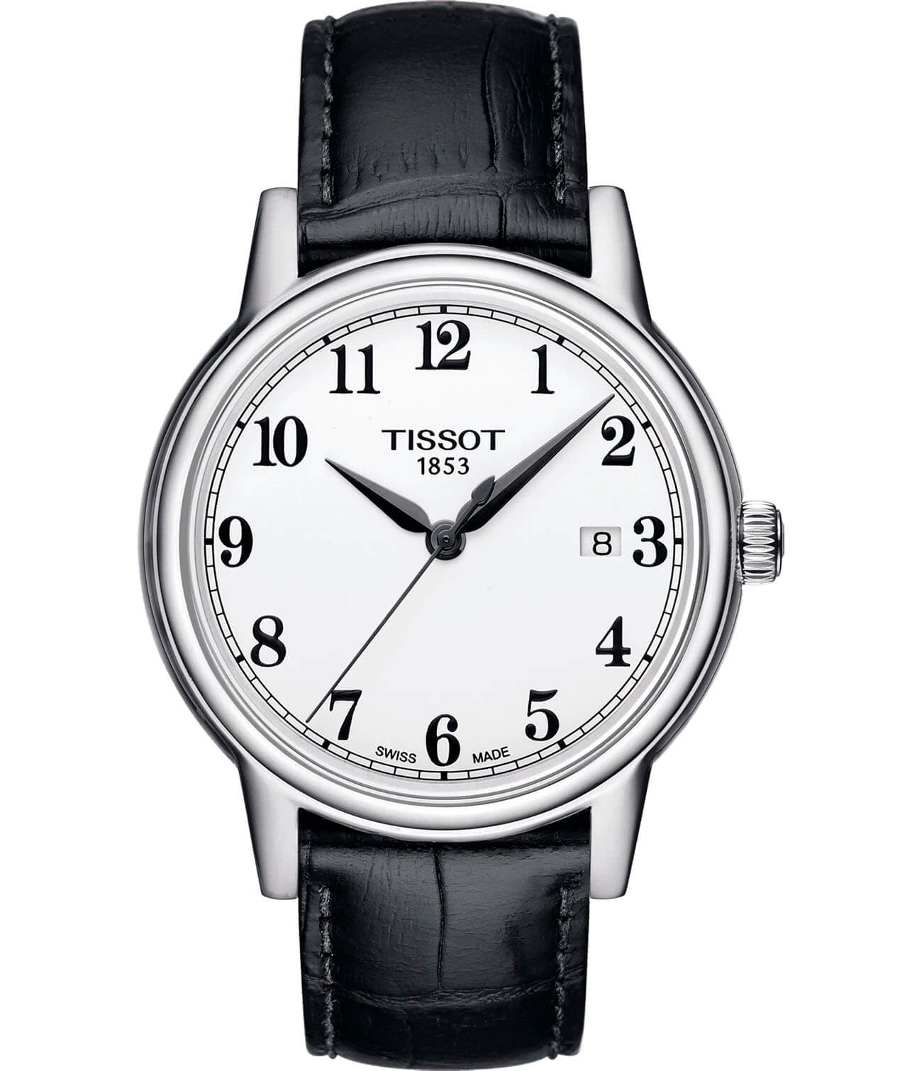 Tissot Tissot Carson T085.410.16.012.00 Carson T0854101601200 кварцевые мужские часы белый циферблат, браслет кожаный — вид спереди