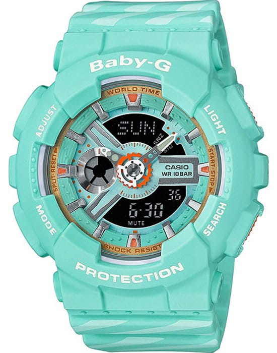Casio Casio Baby-G BA-110CH-3A  BA-110CH-3A кварцевые женские часы бирюзовый циферблат, браслет пластик — вид спереди
