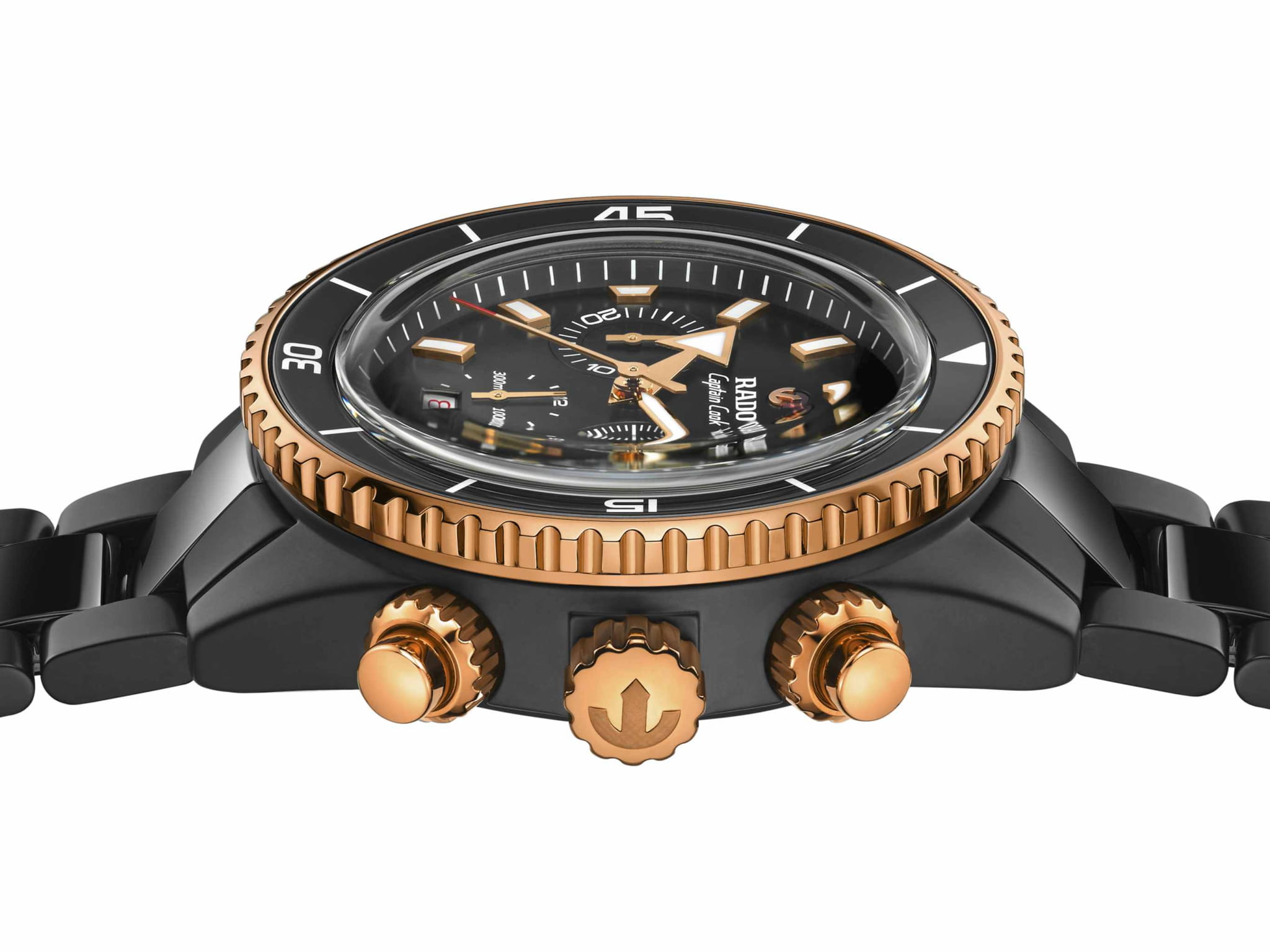 Rado Rado Captain Cook High-Tech Ceramic Automatic Chronograph R32190153, captain cook швейцария мужские часы на браслете сталь + высокотехнологичная плазменная керамика боковой вид