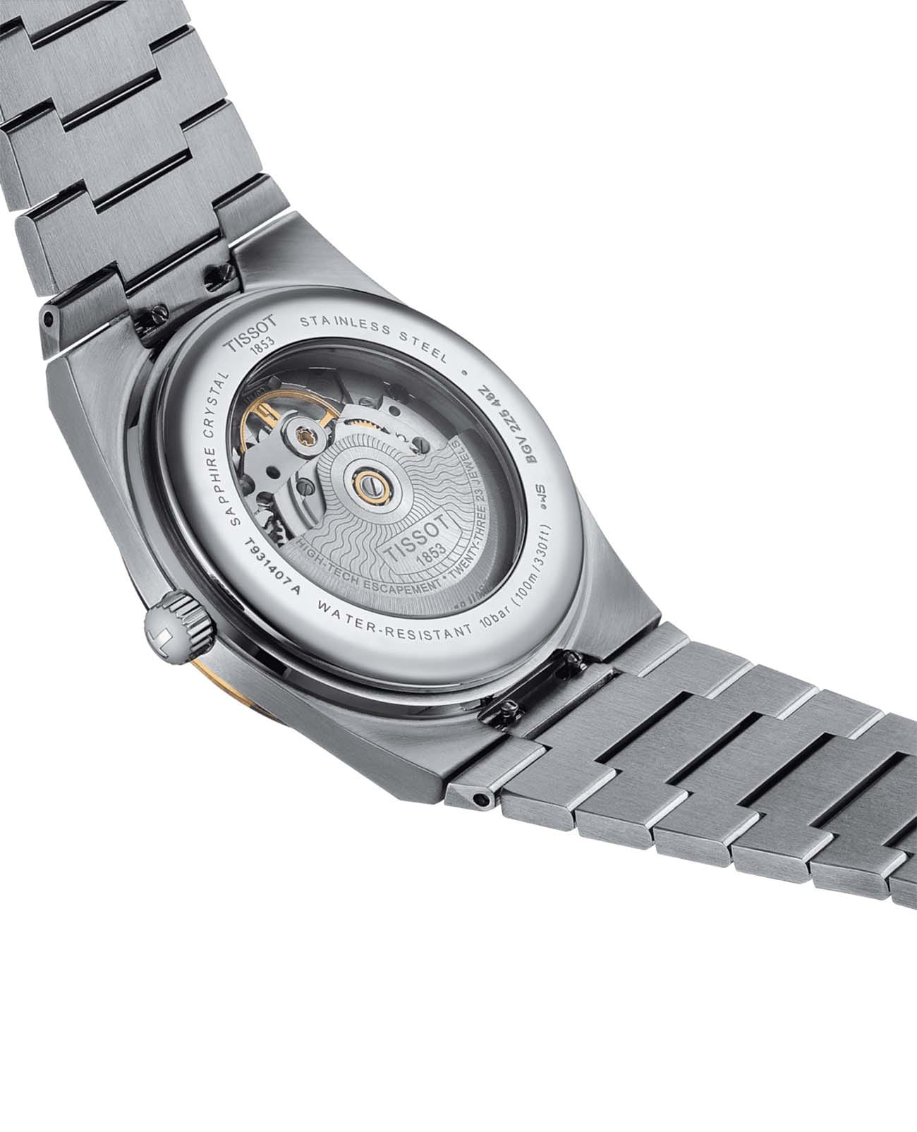 Tissot Tissot PRX Powermatic 80 Steel & 18k Gold T931.407.41.031.01 механические мужские часы часы крупный план серебристый циферблата
