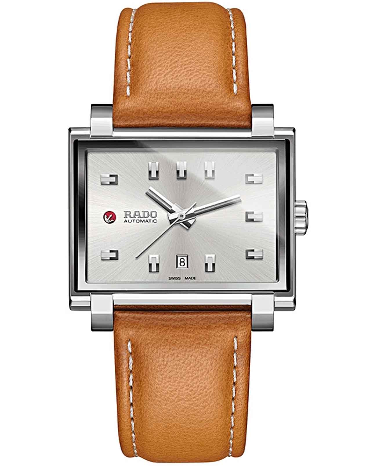 Rado Rado HyperChrome R33019105 Automatic R33019105 механические мужские часы серебристый циферблат, браслет кожаный — вид спереди