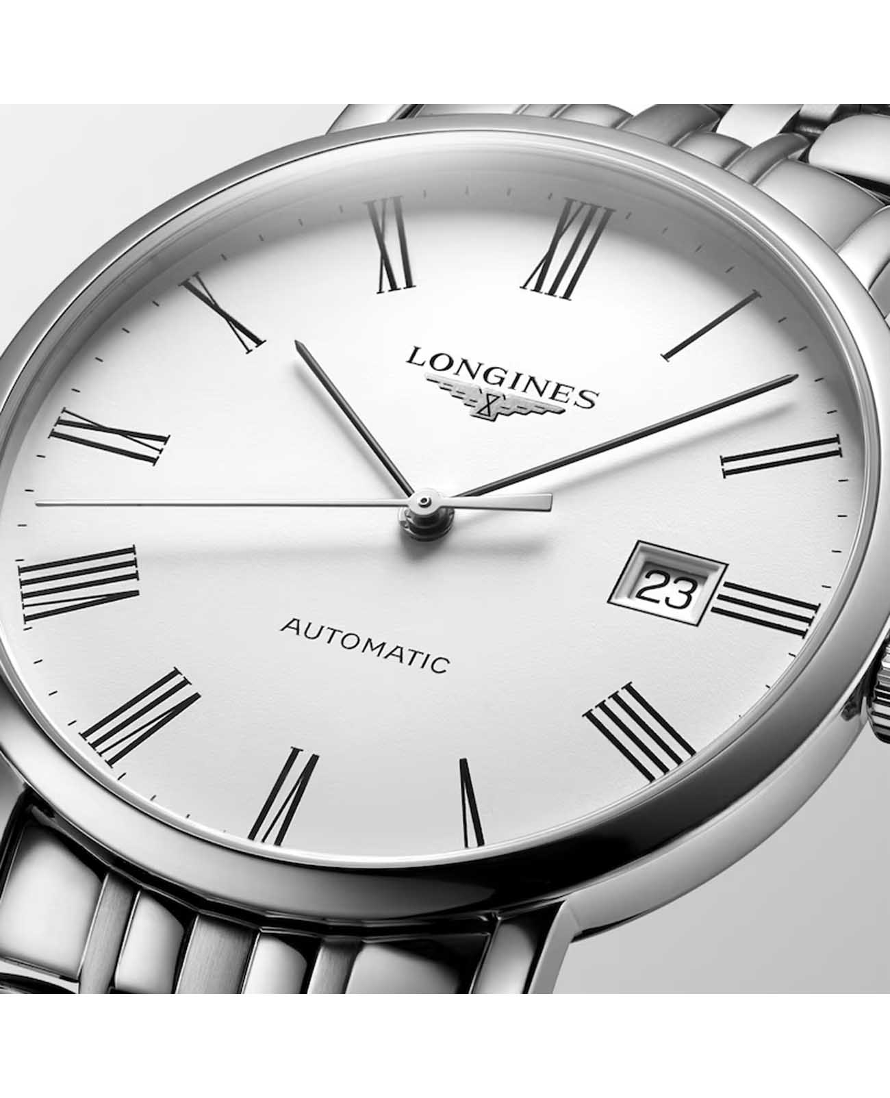 Longines Longines Elegant Collection L4.910.4.11.6 механические мужские часы часы крупный план белый циферблата