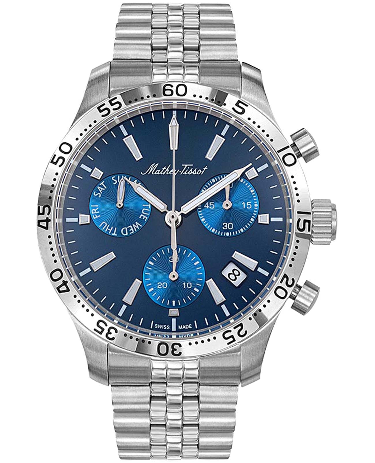 Mathey-Tissot Mathey-Tissot Type 22 H1822CHABU  H1822CHABU кварцевые мужские часы синий циферблат, браслет нержавеющая сталь — вид спереди