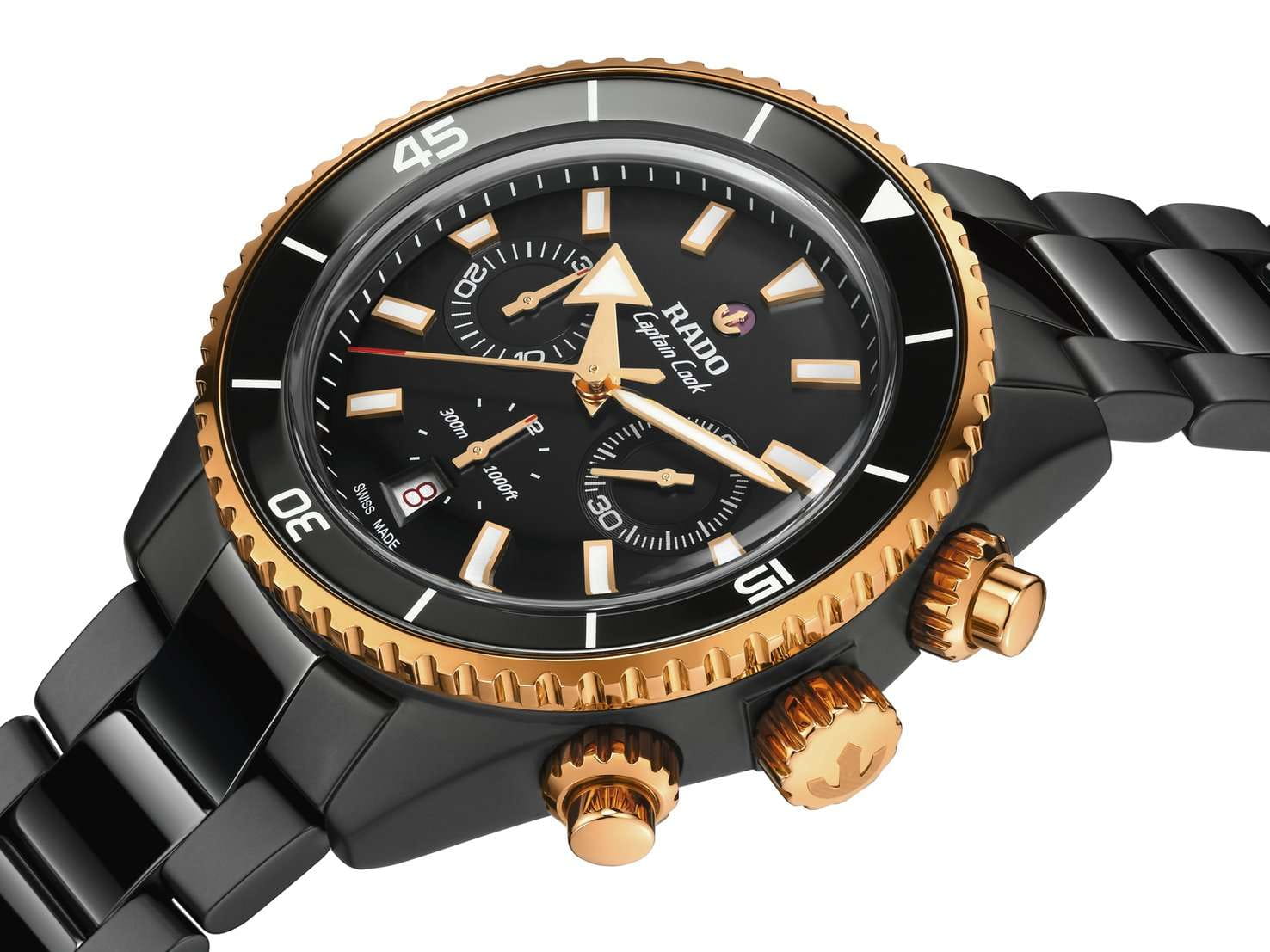 Rado Rado Captain Cook High-Tech Ceramic Automatic Chronograph R32190153 , наручные мужские часы фото под углом