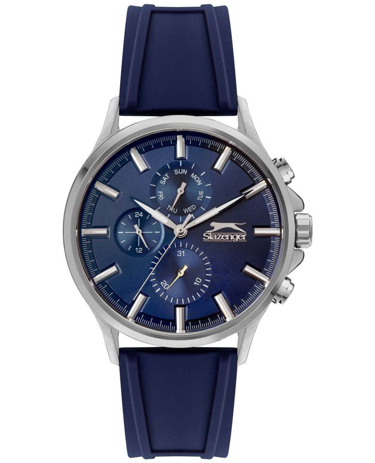 Slazenger Slazenger SL.09.6321.2.05  SL.09.6321.2.05 кварцевые мужские часы синий циферблат, браслет силикон — вид спереди