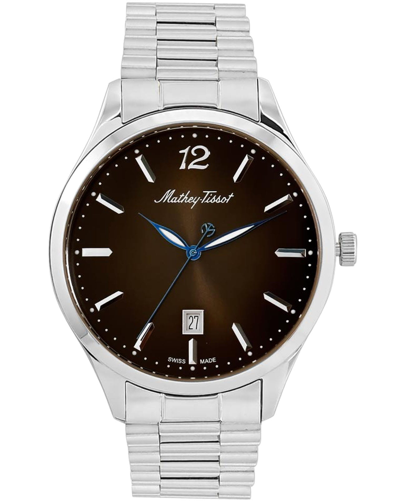 Mathey-Tissot Mathey-Tissot Urban H411MAN  H411MAN кварцевые мужские часы коричневый циферблат, браслет нержавеющая сталь — вид спереди