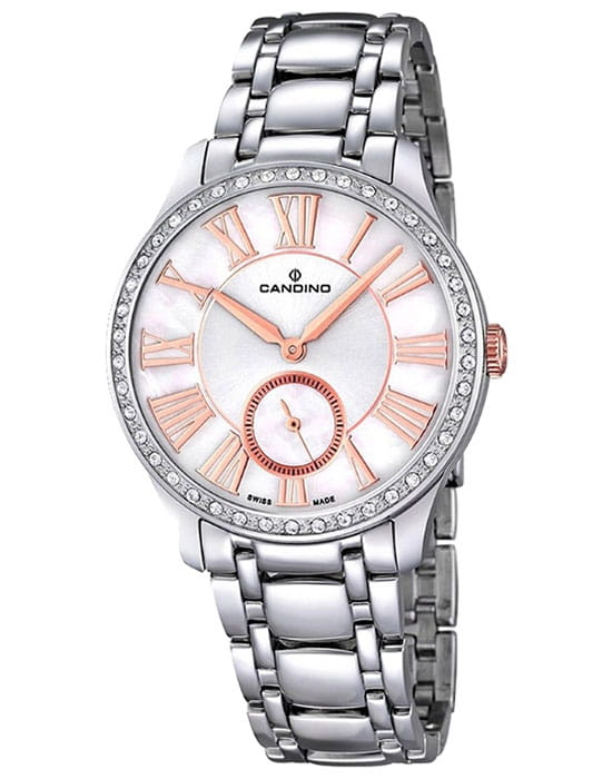 Candino Candino Elegance C4595/1  C4595/1 кварцевые женские часы белый циферблат, браслет нержавеющая сталь — вид спереди