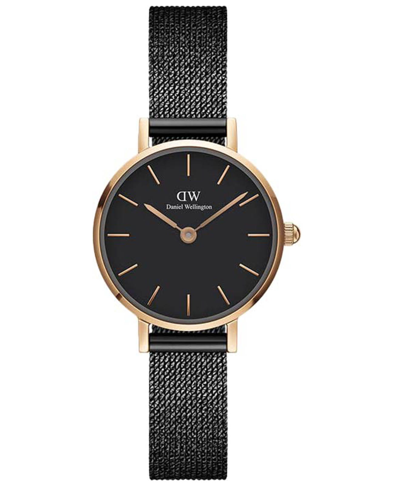 Daniel Wellington Daniel Wellington Petite Pressed Ashfield DW00100441  DW00100441 кварцевые женские часы черный циферблат, браслет сталь c pvd покрытием — вид спереди